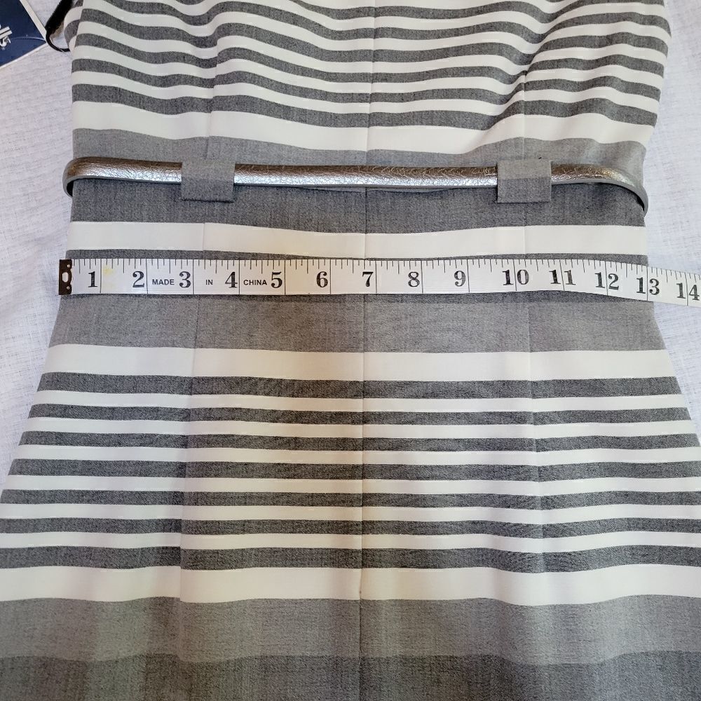 Calvin Klein Gray Off-White Striped Sleeveless Dress Size 2 NWT - Picture 7 of 15